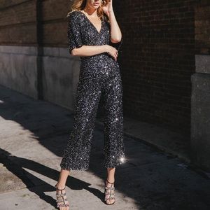 Black Halo Sequin Keely Jumpsuit by Laurel Berman